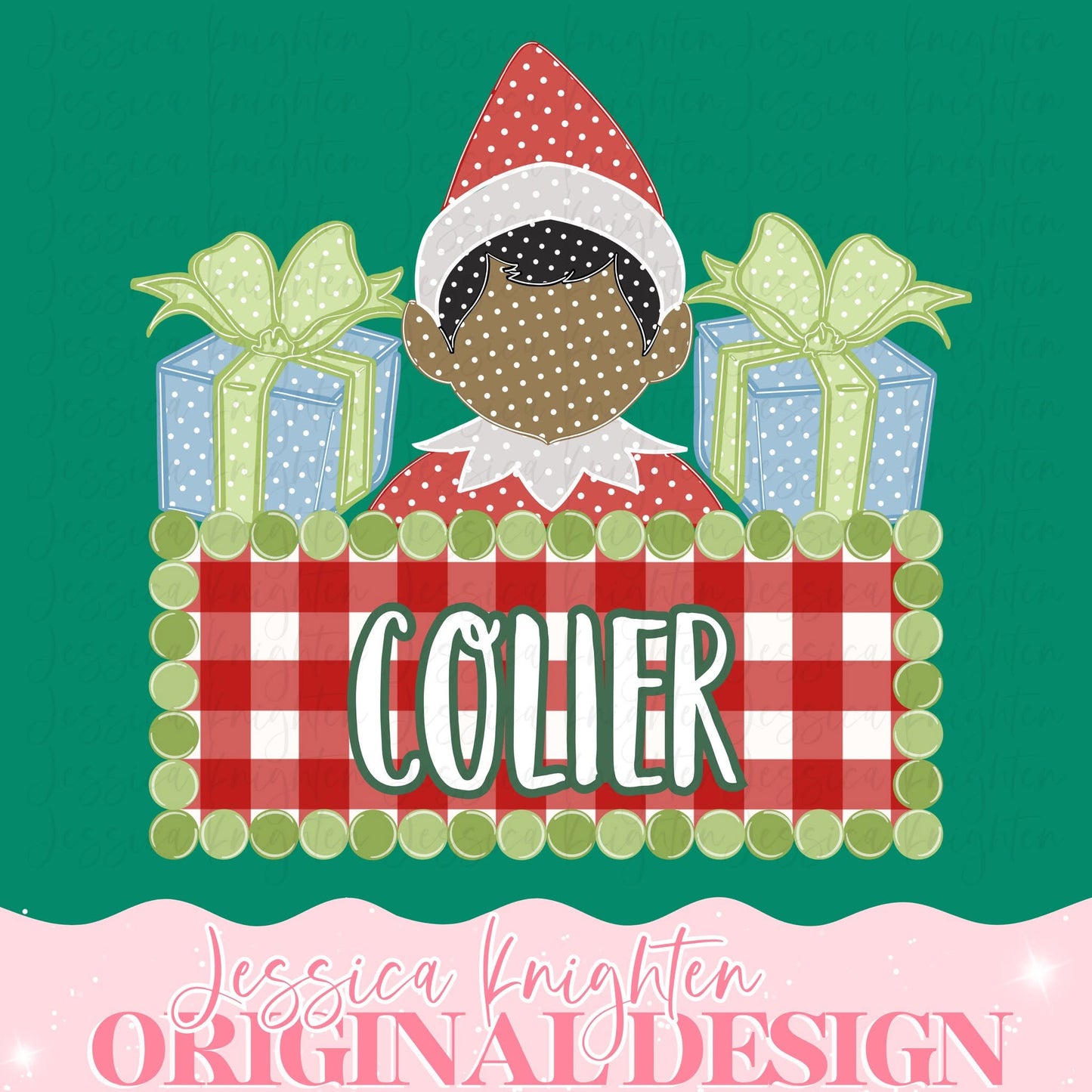 Elf Christmas Name Plate Boys