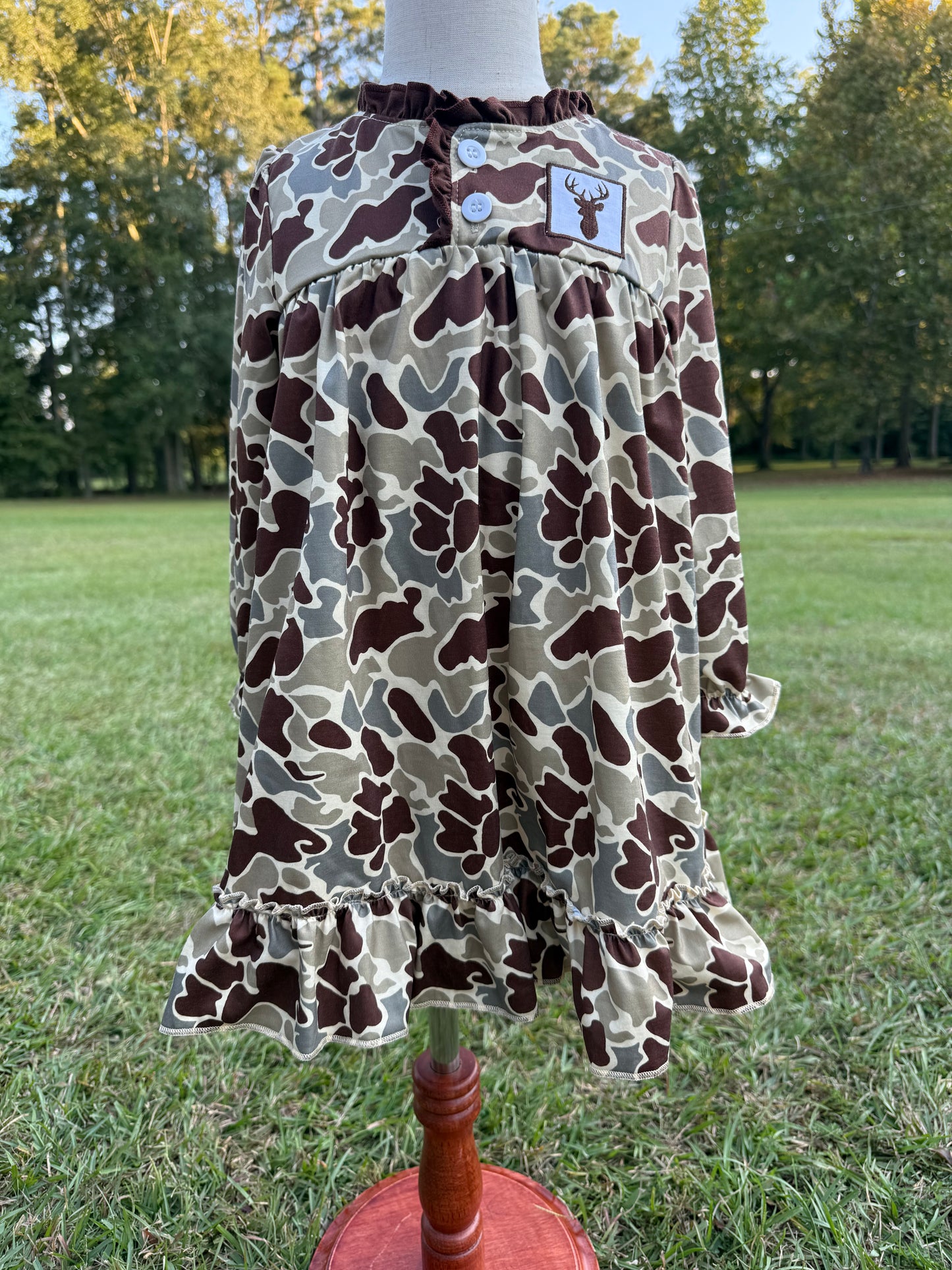 Camo Girls Deer Applique Gown