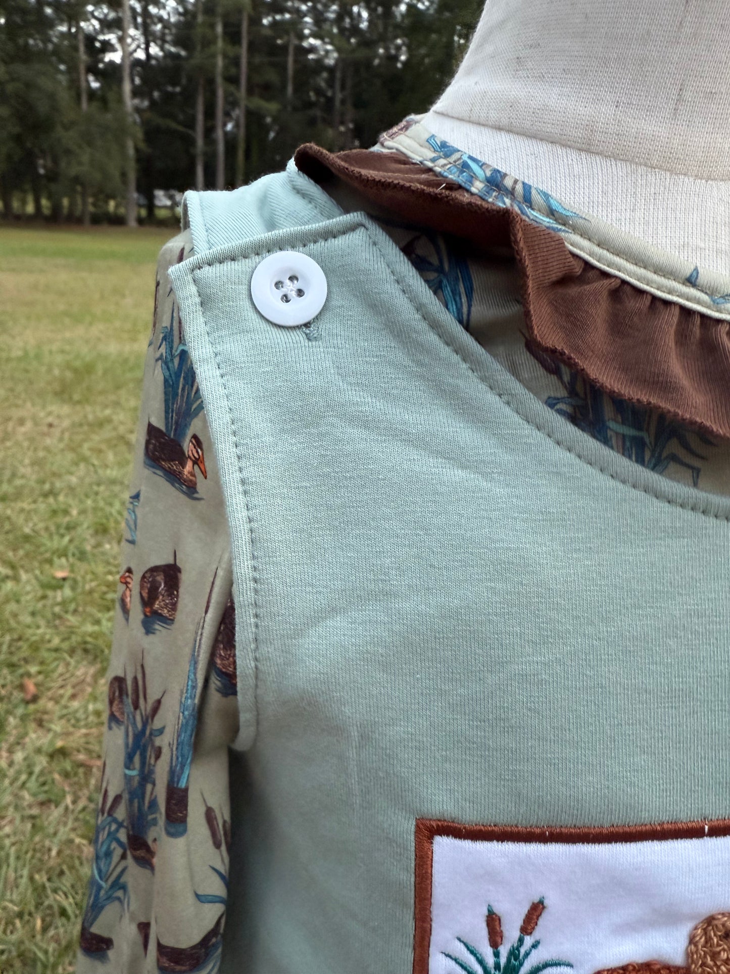 French Knot Duck Long Sleeve Two Piece Dress