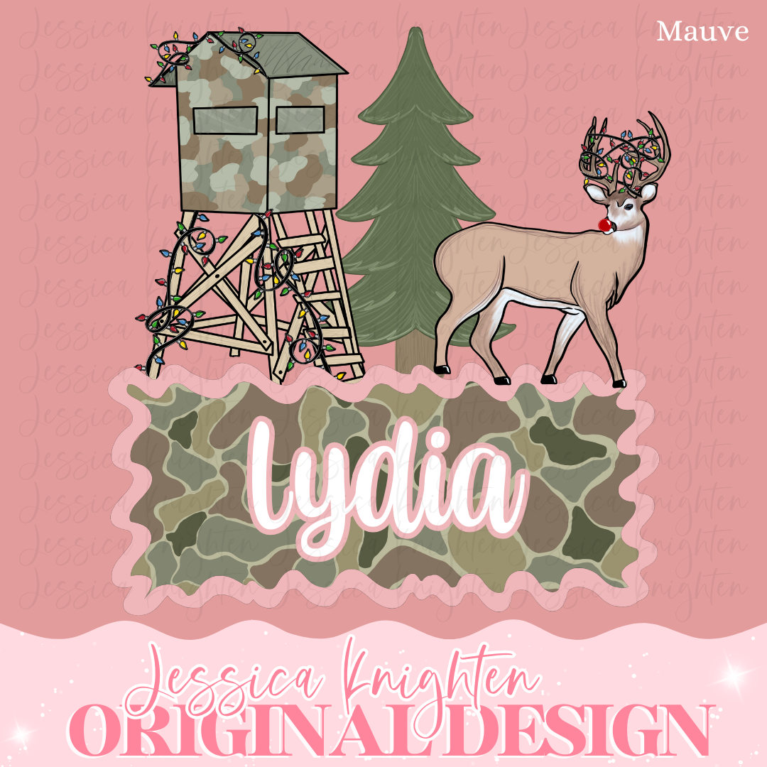 Girls Deer Christmas Name Plate TYPE NAME IN NOTES BOX AT CHECKOUT