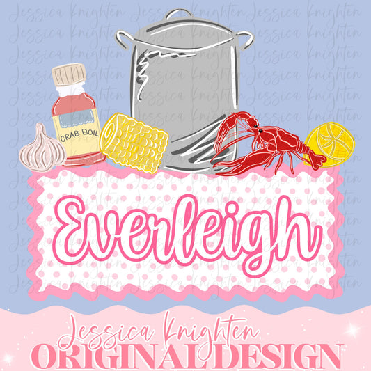 Girly Crawfish Valentines Name Plate TYPE NAME IN NOTES BOX AT CHECKOUT