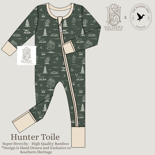 Boys Bamboo Hunter Toile Double Zipper Sleeper