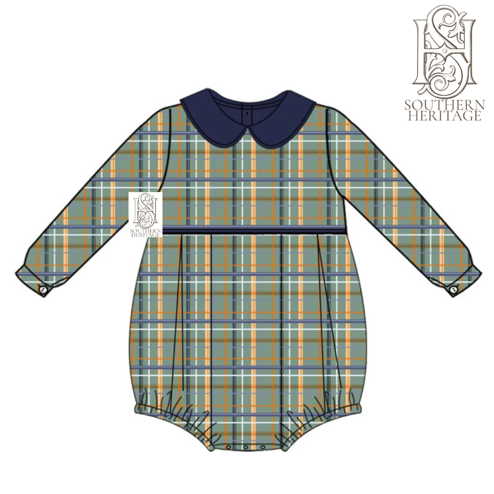Heritage Plaid Ollie Collared Long Sleeve Boy Bubble