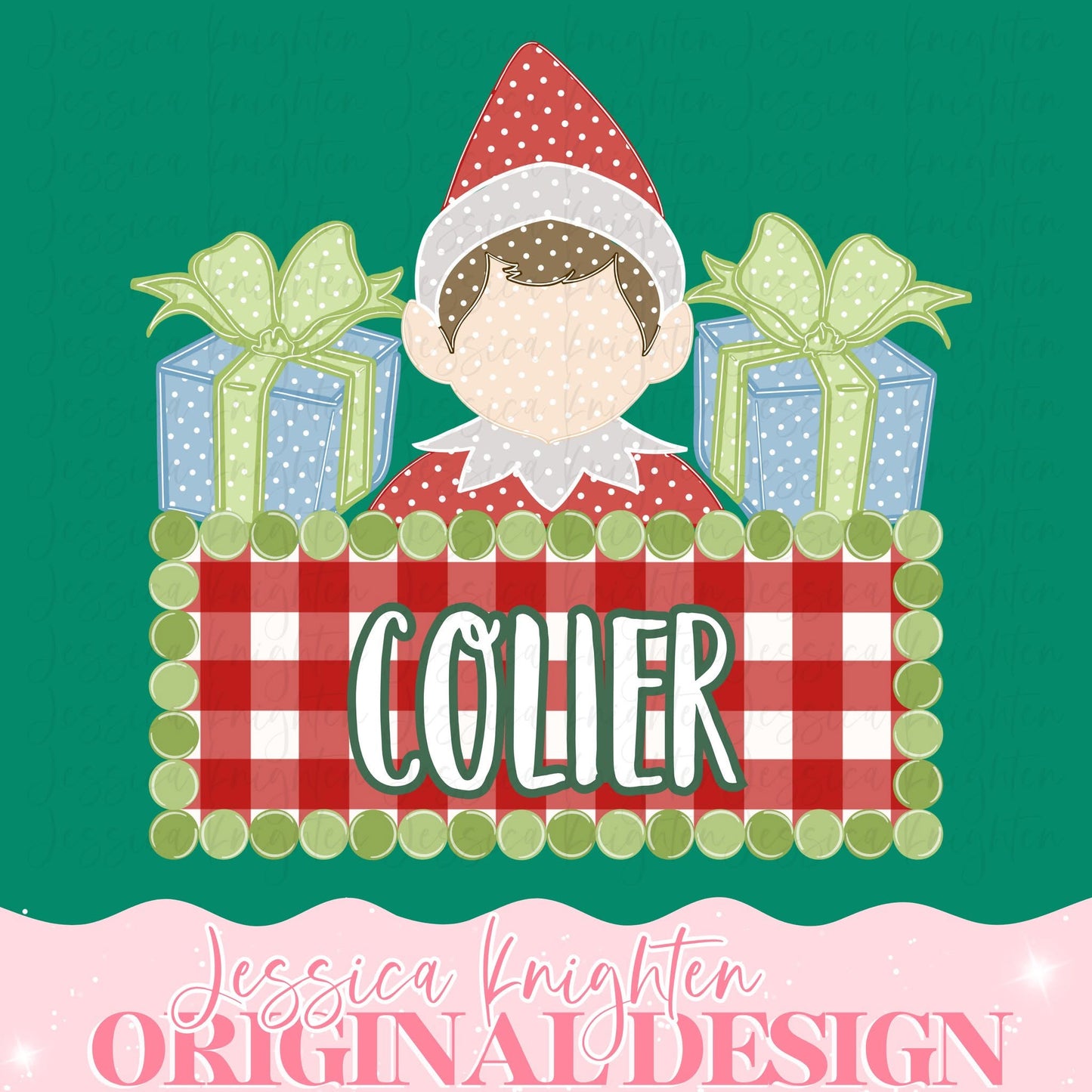 Elf Christmas Name Plate Boys