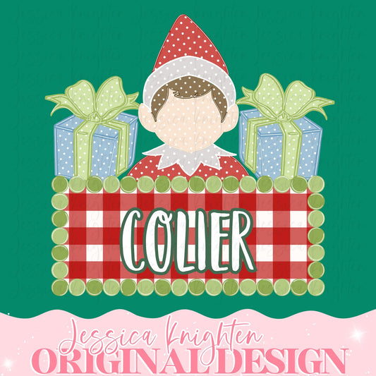 Elf Christmas Name Plate Boys