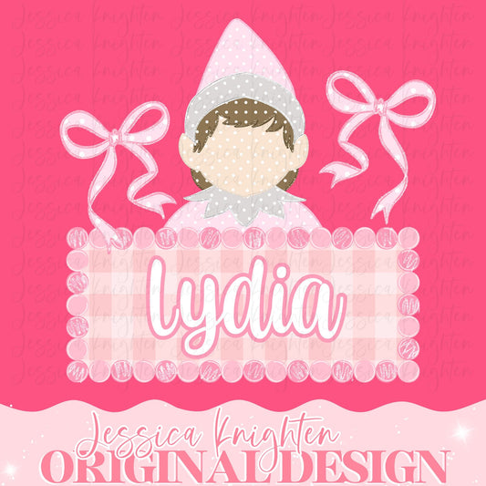 Elf Christmas Name Plate Girls