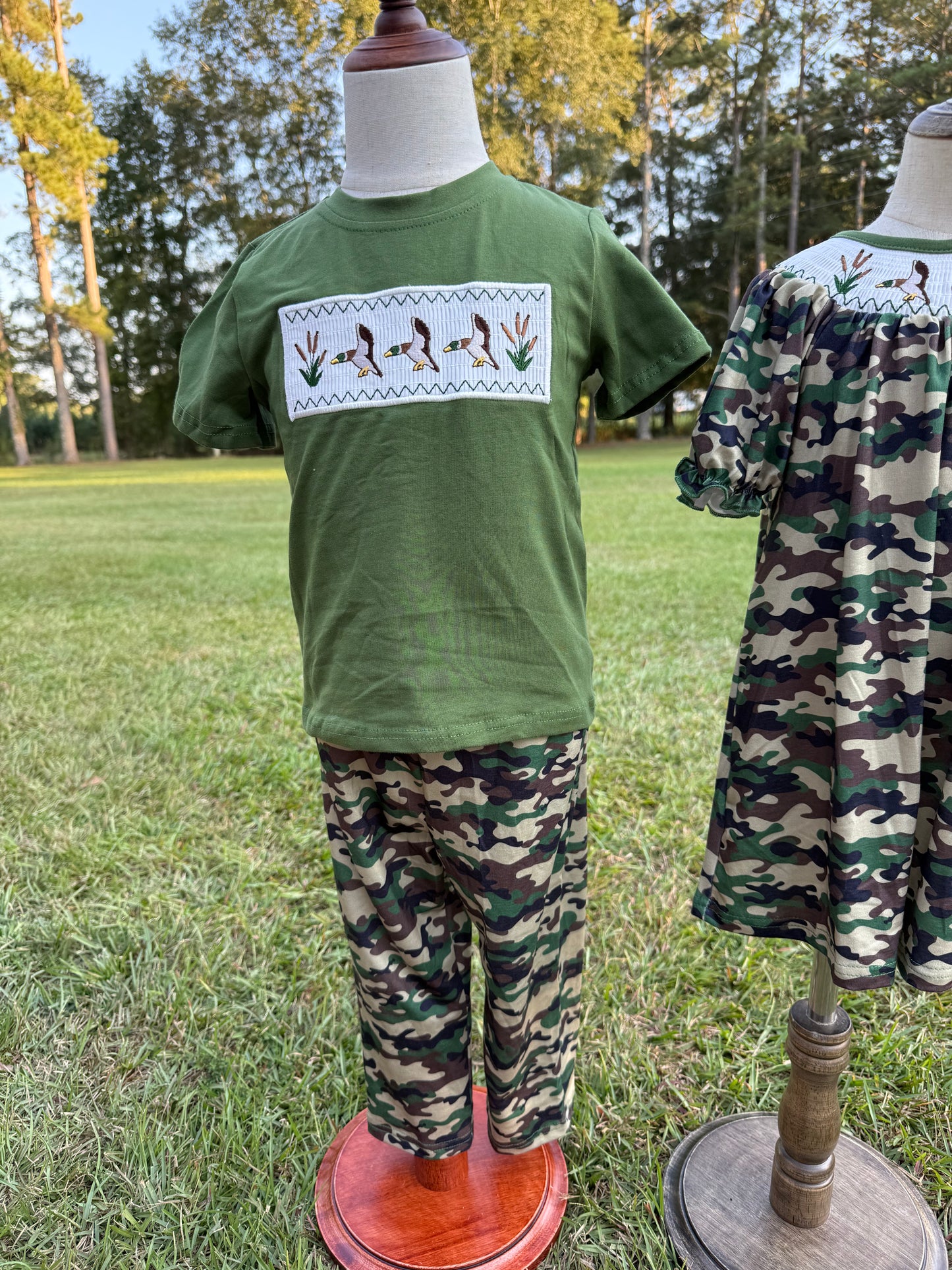 Smocked Duck Camo Boys Pant Set