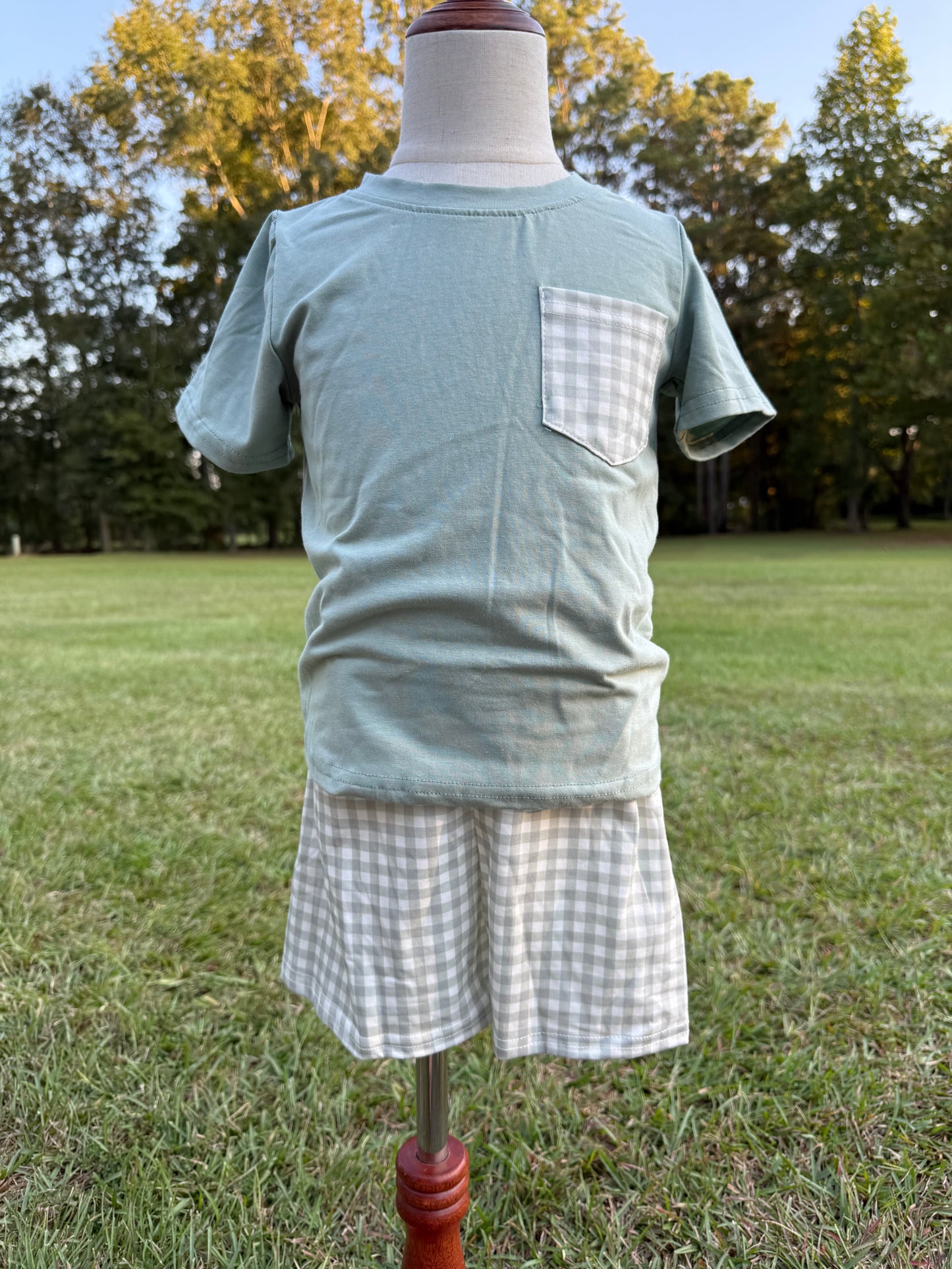 Sage Gingham Short Set