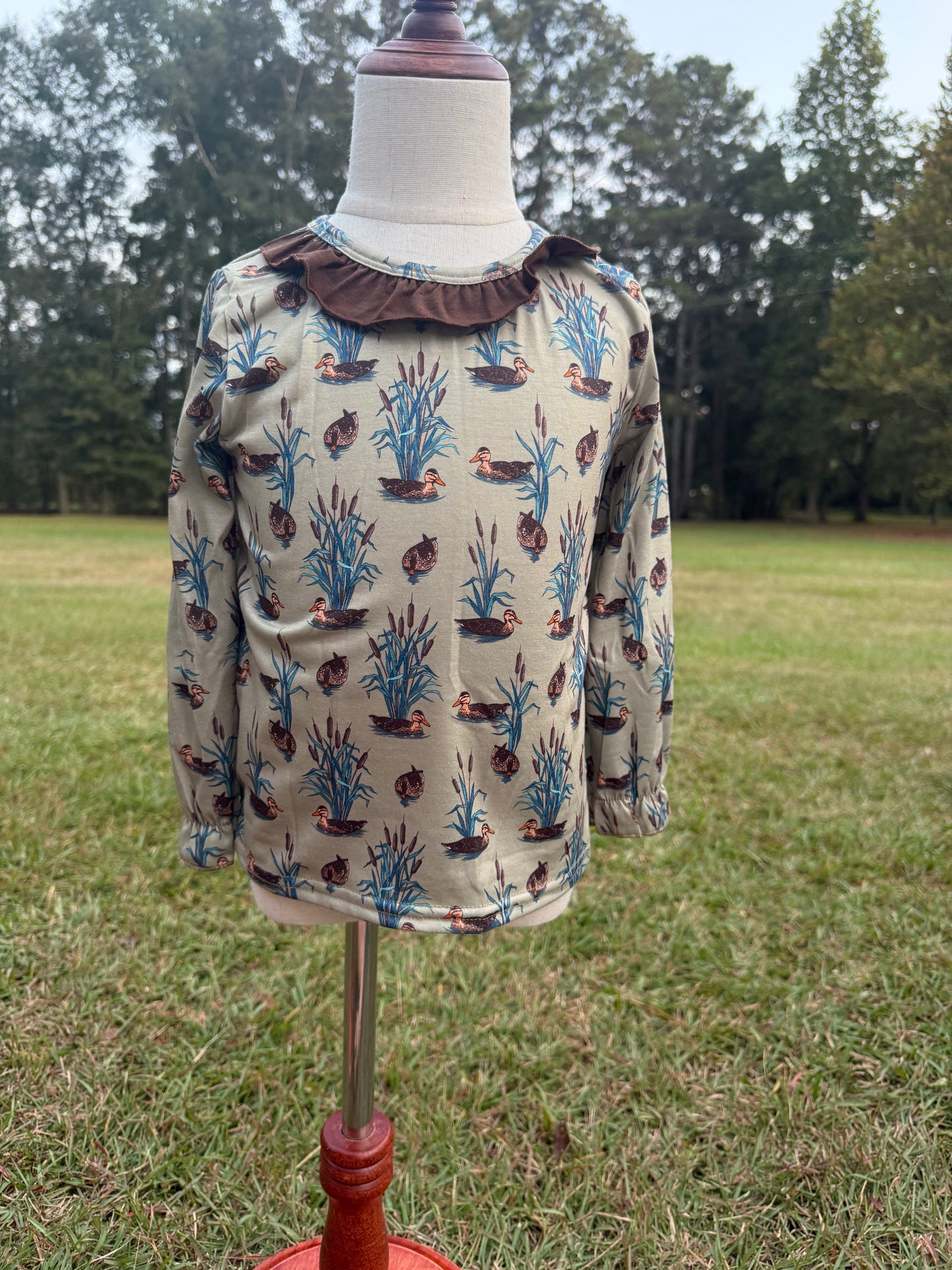 French Knot Duck Long Sleeve Two Piece Dress