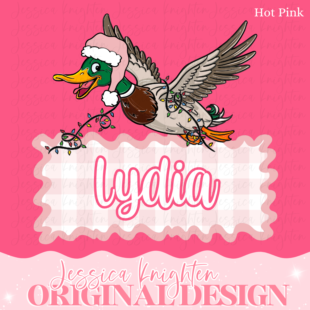 Girls Duck Christmas Name Plate TYPE NAME IN NOTES BOX AT CHECKOUT