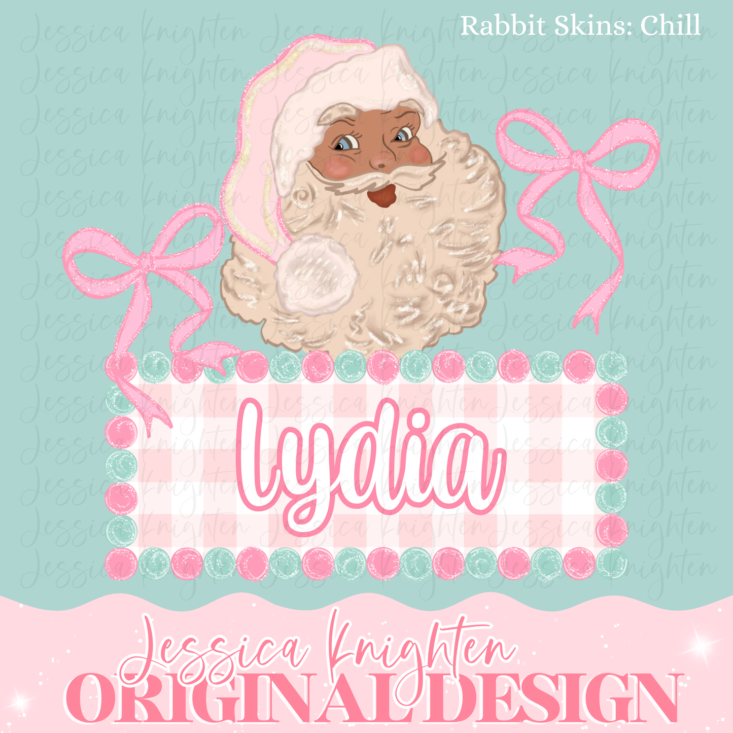 Pink Santa Christmas Name Plate TYPE NAME IN NOTES BOX AT CHECKOUT