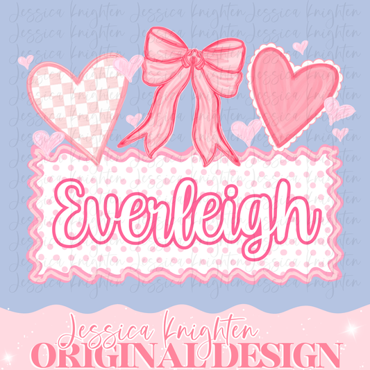 Girly Valentines Name Plate TYPE NAME IN NOTES BOX AT CHECKOUT