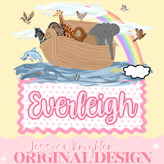 Girl Noah's Ark Name Plate TYPE NAME IN NOTES BOX AT CHECKOUT